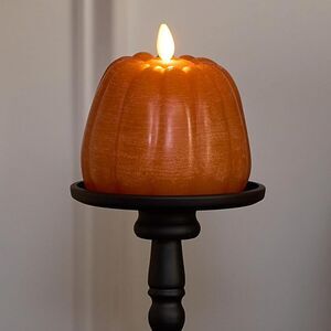 Luminara Flameless Embossed Leaves Indoor Pumpkin Candle, 4" x 4.3" - Marmalade